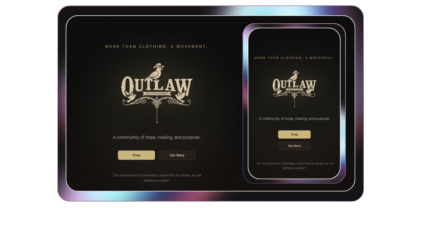Outlaw Entertainment — desktop and mobile